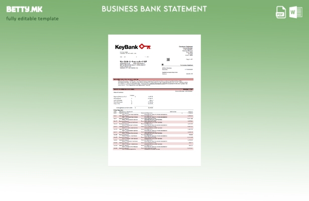 модерен стил Keybank деловен банкарски извод Шаблон Word и PDF